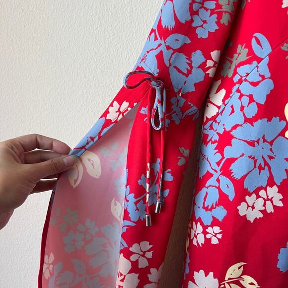 C/MEO Collective Red Blue Floral Split Sleeve Mini Shift Dress Size XS - Picture 4 of 6